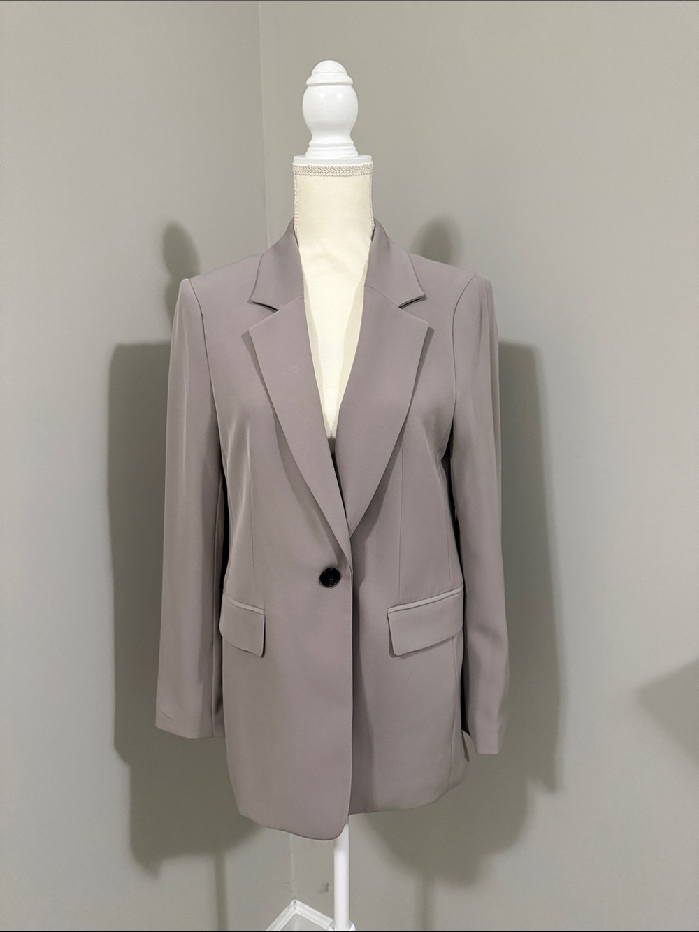 H&M Single-Button Blazer Jacket - Light Gray